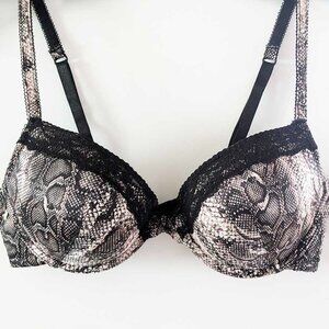 "5/$35" Glossy Satin Push-Up Bra with Snakeskin Print